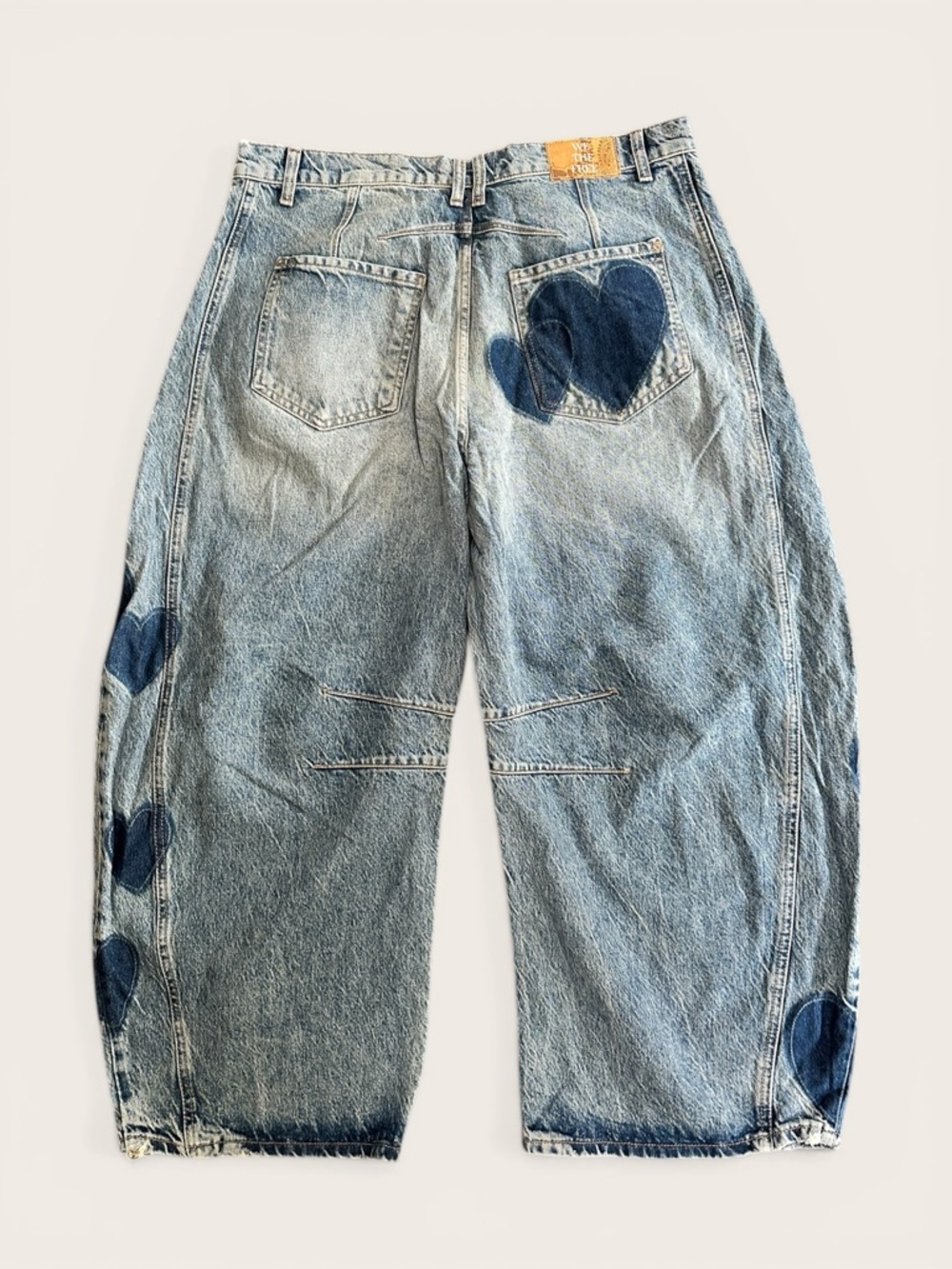 We The Free Heart Patch Barrel Jeans 32 Rare FP - Picture 3 of 5